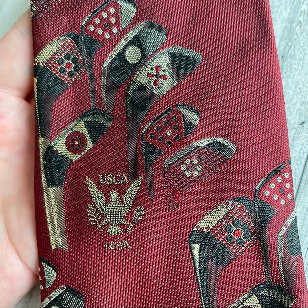 Vintage Robert Talbott Neck Tie‎ Golf Clubs Silk USCA Logo Red Black 58” x 3.75”